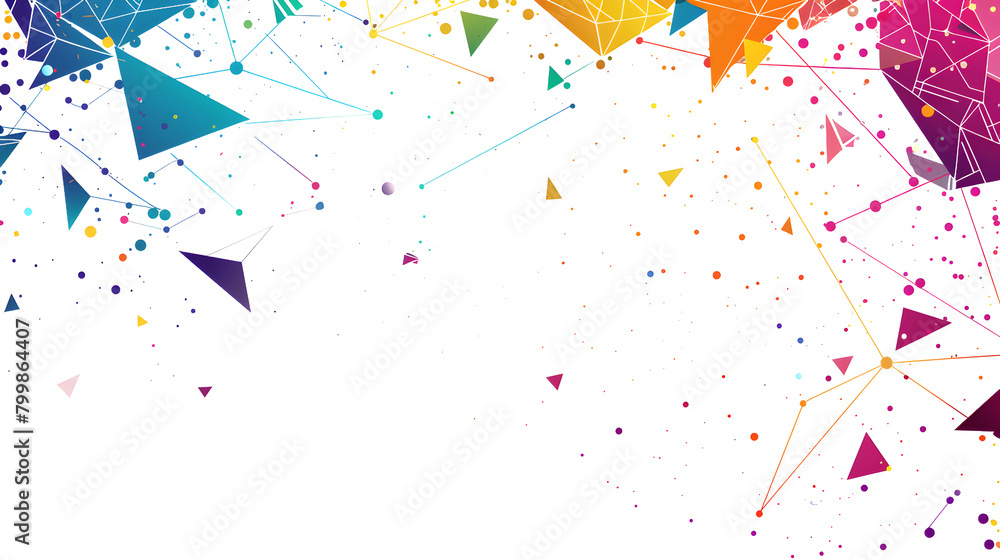 Poster abstract polygonal background with colorful geometric shapes and connections. on transparent backgro