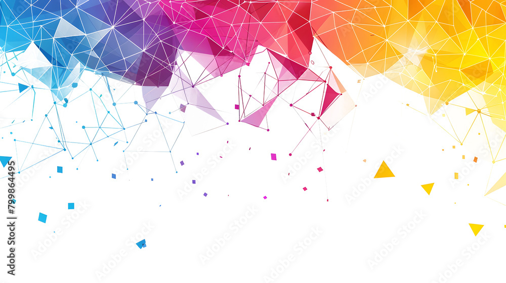 Poster abstract polygonal background with colorful geometric shapes and connections. on transparent backgro