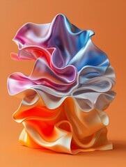 Mesmerizing Fluid Sculptural Form Showcases Vibrant Gradient and Undulating Organic Motion in Contemporary Digital Art