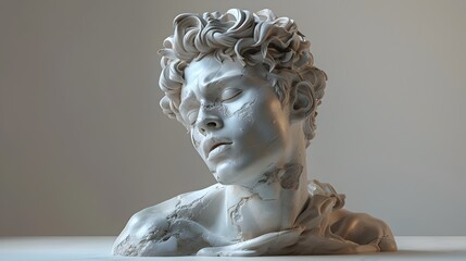 Captivating Marble Sculpture Depicting Emotive Classical Figure