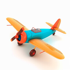 Adorable 3D Cartoon Yellow Airplane on White Background &mdash; Bright and Cheerful Plane Design for Young Aviators