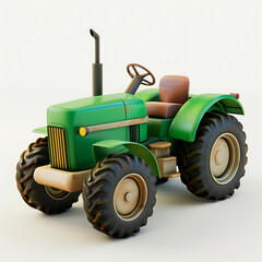 3D Cartoon Yellow Tractor on White Background &mdash; Fun and Playful Farm Vehicle