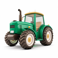 Obraz premium 3D Cartoon Style Yellow Tractor on White Background