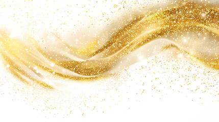 Golden glittering dust swirls on transparent background vector presentation design 