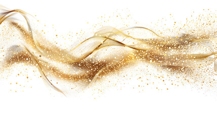 Golden glittering dust swirls on transparent background vector presentation design 