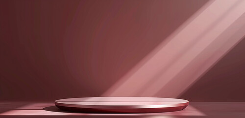 Rich burgundy blending into rose on a 3D podium for elegant mockup displays.
