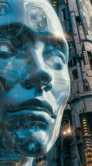 Futuristic Digital Anatomy of Artificial Intelligence Machine Face