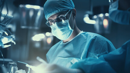 A close-up of a surgeon in an operating room