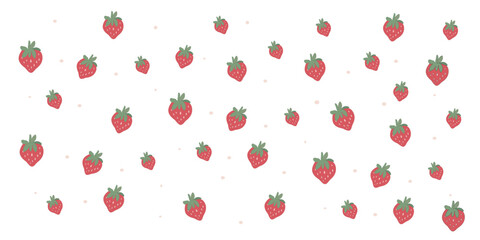 Vector cute summer pattern with strawberries and flowers on a white background, summer flat berries, summer theme, summer patterns for various products