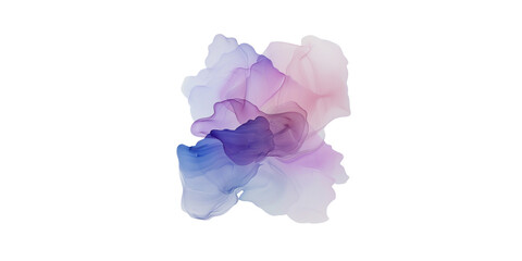 Abstract watercolor painting of purple and blue smoke on a white background