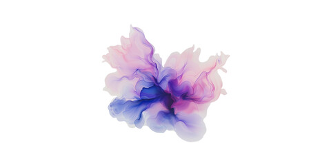 Abstract watercolor painting of purple and blue smoke on a white background