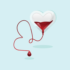 World blood donor day, blood donation day illustration with beauty love blood bag