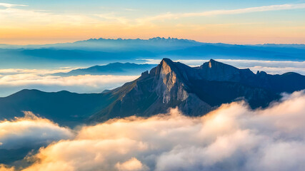 Obraz premium Beautiful limestone mountain landscape and clear sky.