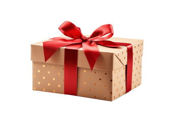 Obraz premium Elegant gift box with a shiny ribbon bow, isolated on a transparent background, perfect for festive occasions. Generative AI