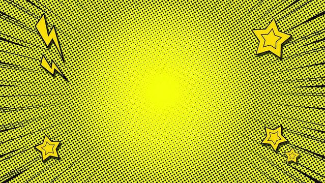 漫画風の集中線（黒色）のアニメーション　
5秒ループ　