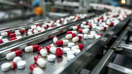 Obraz premium capsule factory line in pharmaceutical industry 