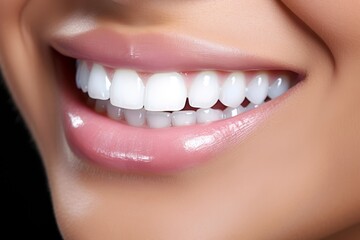 Obraz premium Woman gently brushing their teeth with whitening toothpaste, promoting dental hygiene