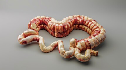 3D illustration of digestive tract muscles showing motility disorders, in a medical color scheme