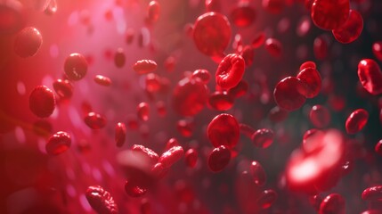 3D illustration of human red blood cell background, concept for medical health care.