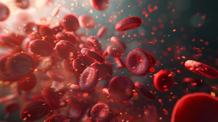 Human red blood cell, 3D rendering. Concept for medical health care. Blood cells with cut paths