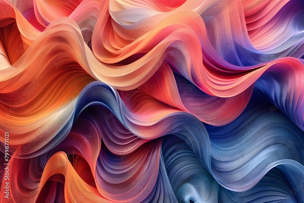 Aufkleber mesmerizing waves of color:a dynamic and vibrant digital artwork for captivating backgrounds and cre