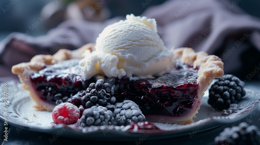 Poster cream with blackberry pie