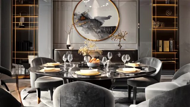 interior with elegant luxury dining room