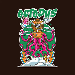 sea ​​octopus logo design illustration