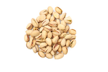 PNG, pistachios in shell, isolated on white background.