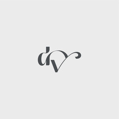 Classy black fashion DV simple and minimalism beauty monogram initial logo letter