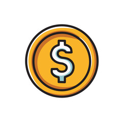 Illustration Vector Graphic Cartoon of a Coin, Symbol of Wealth and Currency 