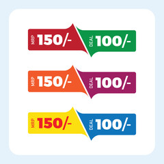 Multicolor "Maximum Retail Price" 
 "MRP" treandy tag design, Sticker, Label, Offer Price, Deal Price. 