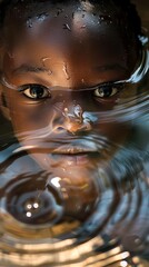 Close up portrait of a boy underwater