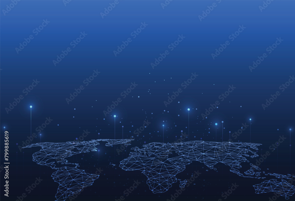 Aufkleber global network connection. world map point and line composition concept of global business. vector i