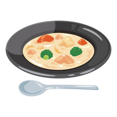 皿に盛られたクリームシチュー