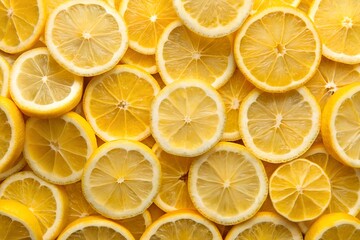 background of sliced lemons. view from above