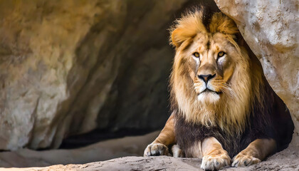 Obraz premium Lion and cave