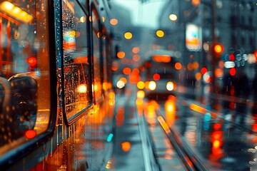 Captivating Urban Nightscape with Blurred Traffic and Vibrant Lights - obrazy, fototapety, plakaty