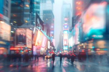 Fototapeta na wymiar Bustling Metropolis at Night:Blurred Cityscape for Dynamic Branding