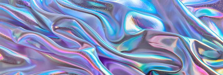 Color, background and iridescent holo fabric with flare, texture and light with pastel neon shine.