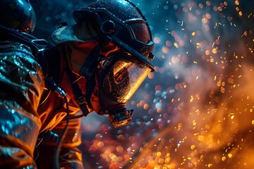 Courageous Firefighters Battling Fierce Electrical Blaze with Unwavering Determination