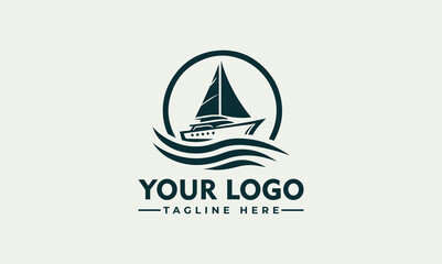 yacht vector logo abstract graphic design template Rent and sale of yachts, fishing.Sea cruise icon, ship business sign, symbol ocean premium voyage travel Vector Sailboat marine logo silhouette desig