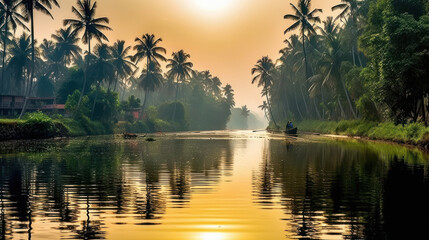 A beautiful scenery of kerala backwaters