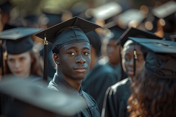 Obraz premium Captivating Images of a Valedictorian Leaving a Lasting Impression on Their Classmates During a Memorable Graduation Ceremony
