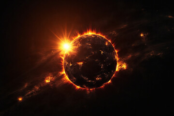 Solar eclipse on planet Earth. 