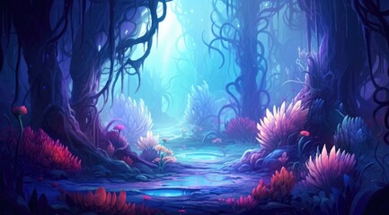 Fototapeta premium Mystical Coral Garden. Enchanted Forest Pathway