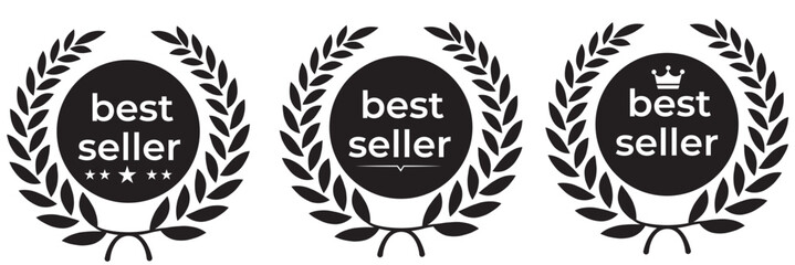 set of best seller stickers, badges, labels vector illustration