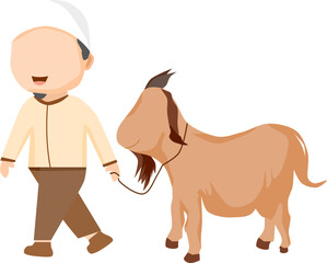 muslim man with goat Sacrifice