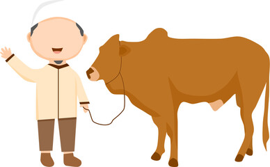 muslim man with cow Sacrifice 