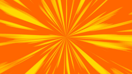 太い線　放射状の抽象的背景　黄色　オレンジ色